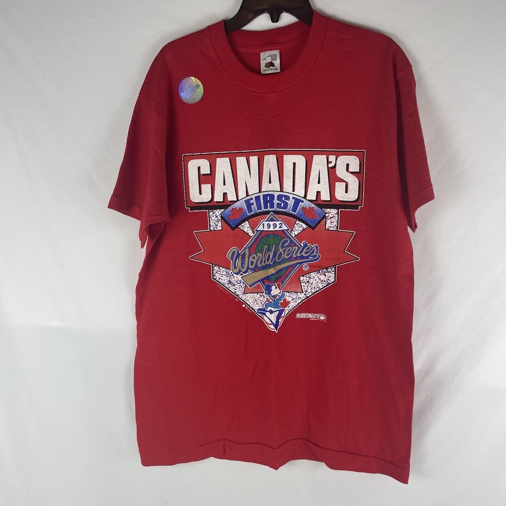 Vintage 1992 World Series Atlanta Braves vs Blue Jays T Shirt L Fruit of Loom